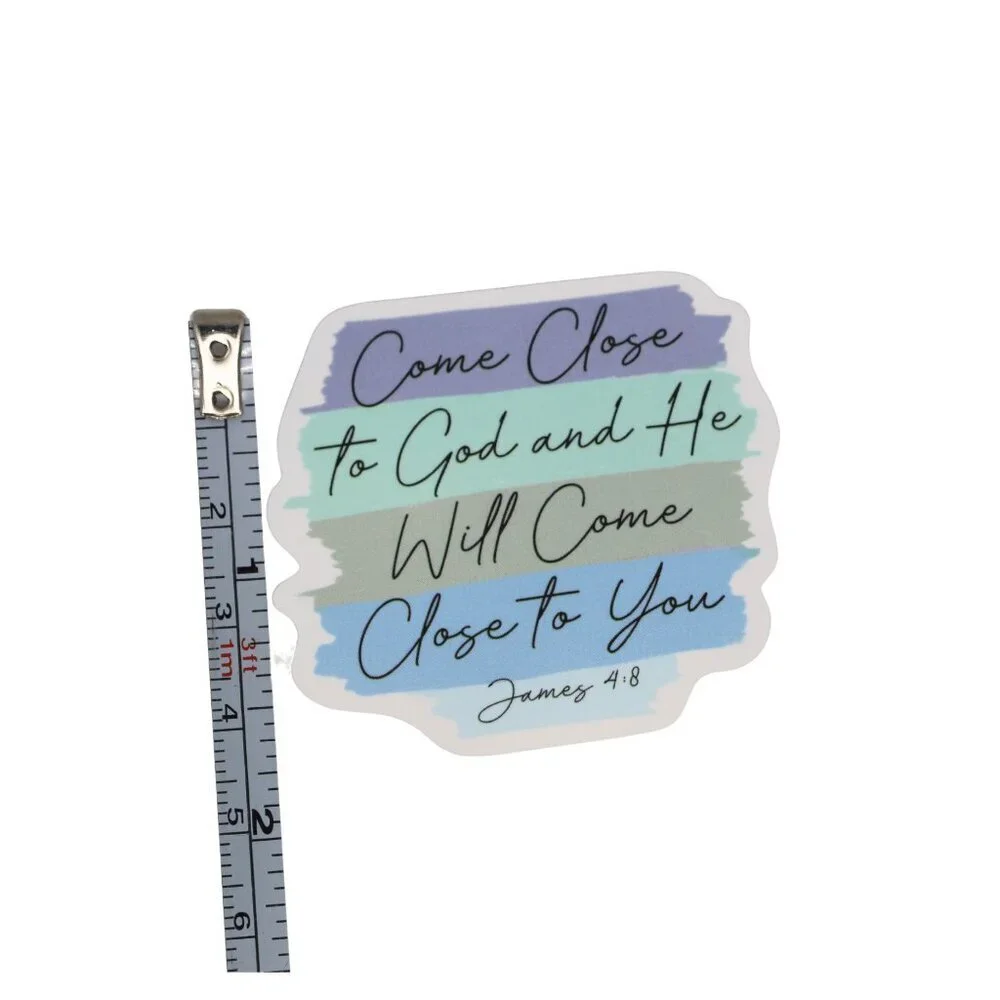 Sticker Religious Christian Bible Verse James 4:8